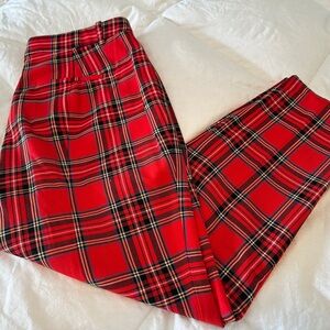 J. Crew High Rise Cameron Holiday Red Plaid Trousers sz 10 NWT